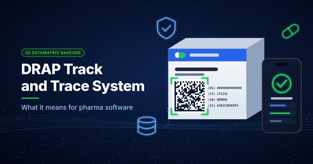 DRAP track and trace system: 2D barcode on medicine packaging