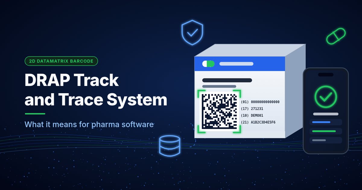 DRAP track and trace system: 2D barcode on medicine packaging